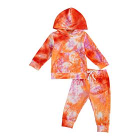 Toddler Baby Girl Boy Fall Winter Clothes Tie Dye Hoodie Long Sleeve Sweatshirt Top Drawstring Pants 2PCS Outfit Set 0
