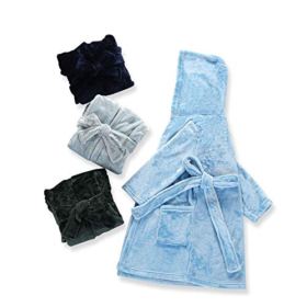VGRIN Boys Fleece Bathrobe Hooded Toddler Robe Soft Night Dressing Gown Sleepwear for Boys 0 4