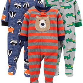 Simple Joys by Carters Baby and Toddler Boys 3 Pack Loose Fit Fleece Footed Pajamas 0 0