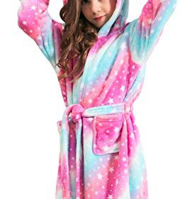 Doctor Unicorn Soft Unicorn Hooded Bathrobe Sleepwear Unicorn Gifts for Girls 0