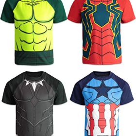 Marvel Avengers Boys 4 Pack T Shirts Black Panther Hulk Spiderman Captain America 0