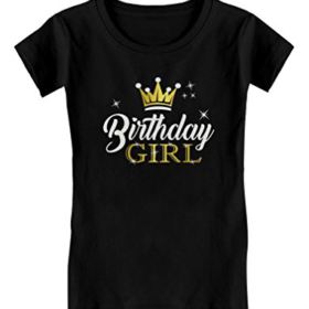 Birthday Girl Party Shirt Princess Crown Girls Fitted T Shirt 0