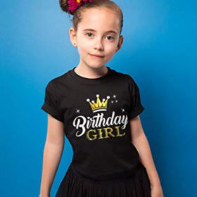Birthday Girl Party Shirt Princess Crown Girls Fitted T Shirt 0 1