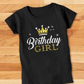 Birthday Girl Party Shirt Princess Crown Girls Fitted T Shirt 0 2