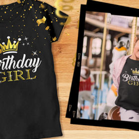Birthday Girl Party Shirt Princess Crown Girls Fitted T Shirt 0 5