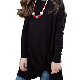 GOSOPIN Girls Casual Long Sleeve Knot Front T Shirts Loose Tunic Tops 4 13Y 0