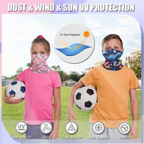 3 Pack Kids Sun UV Protection Face Bandanas Neck Gaiter Reusable Breathable Mask Scarf Balaclava for 3 12 Years Boys Girls 0 3
