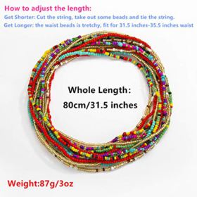 Waist Beads for Weight Loss Stretchy African Waist Beads for Women Belly Beads Chain Plus Size with String and Charms 0 4
