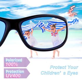 RIVBOS Rubber Kids Polarized Sunglasses With Strap Glasses Shades for Boys Girls Baby and Children Age 3 10 RBK037 0 0
