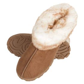 Jessica Simpson Girls Microsuede Bootie Slipper with Faux Fur Trim Cozy Warm Memory Foam House Shoe for Kids 0