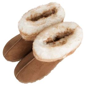 Jessica Simpson Girls Microsuede Bootie Slipper with Faux Fur Trim Cozy Warm Memory Foam House Shoe for Kids 0 1