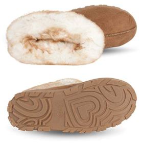 Jessica Simpson Girls Microsuede Bootie Slipper with Faux Fur Trim Cozy Warm Memory Foam House Shoe for Kids 0 2