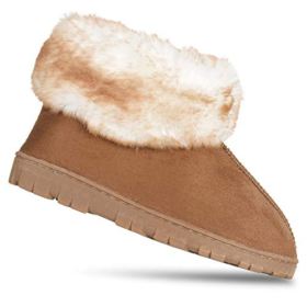 Jessica Simpson Girls Microsuede Bootie Slipper with Faux Fur Trim Cozy Warm Memory Foam House Shoe for Kids 0 3