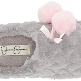 Jessica Simpson Girls Plush Slip On Clogs Comfy Memory Foam Slipper House Shoe with Cute Hearts and Pom Poms for Kids 0 3
