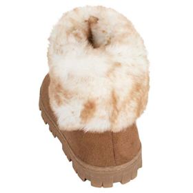 Jessica Simpson Girls Microsuede Bootie Slipper with Faux Fur Trim Cozy Warm Memory Foam House Shoe for Kids 0 4