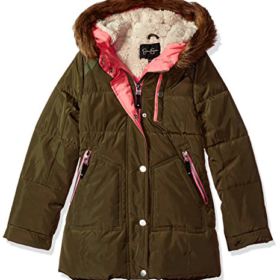 Jessica Simpson Girls Heavyweight Jacket with Cozy Hood Trim 0