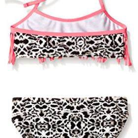 Jessica Simpson Girls Two Piece Animal Print Fringe Bikini 0 0