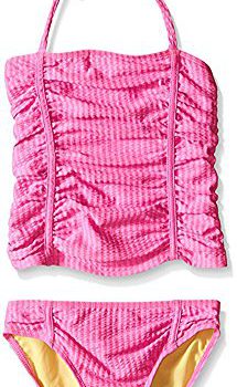 Jessica Simpson Little Ladies’ Seersucker Two Piece Tankini, Fuchsia 2T