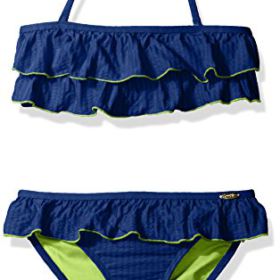 Jessica Simpson Girls Big Striped Ruffle Two Piece Bikini 0