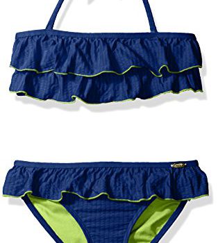 Jessica Simpson Women’ Massive Striped Ruffle Two Piece Bikini