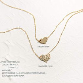 Mevecco Layered Heart Necklace Pendant Handmade 18k Gold Plated Dainty Gold Choker Arrow Bar Layering Long Necklace for Women 0 1