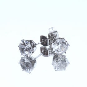 UHIBROS 6 Pairs Stainless Steel Stud Earrings Set Hypoallergenic Cubic Zirconia 18K White Gold 316L CZ Earrings 3 8mm 0 4