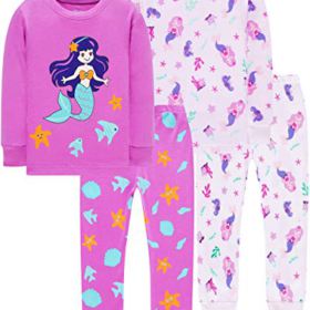 shelry Pajamas for Girls Toddler Kids Shoes Pyjamas Children 4 Pack 4 Pieces Princess Sleepwear Pants Set 0