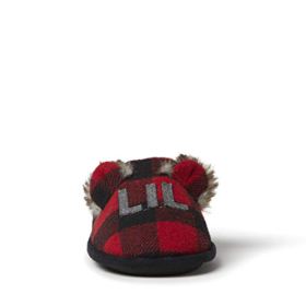 Dearfoams Kids Lil Bear Buffalo Plaid Scuff Slipper 0 2