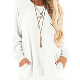 MISFAY Womens Casual Long Sleeve Round Neck Pocket T Shirts Blouses Tunic Sweatshirt Tops with Pocket 0 0