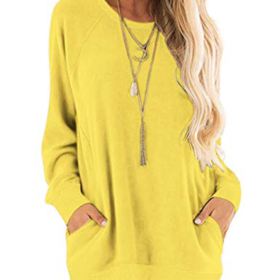 MISFAY Womens Casual Long Sleeve Round Neck Pocket T Shirts Blouses Tunic Sweatshirt Tops with Pocket 0 1