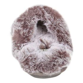 Jessica Simpson Womens Comfy Faux Fur House Slipper Scuff Memory Foam Slip on Anti skid Sole 0