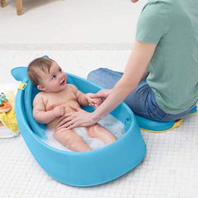 Skip Hop Baby Bath Tub Moby 3 Stage Smart Sling Tub Blue 0 4