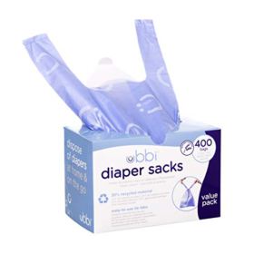 Ubbi Disposable Diaper Sacks Lavender Scented Easy To Tie Tabs Made with Recycled Material Diaper Disposal or Pet Waste Bags 400 count 0