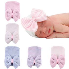 upeilxd Newborn Hospital Hat Infant Baby Hat Caps with Bow Soft Cute Nursery Beanie Hat 0 0