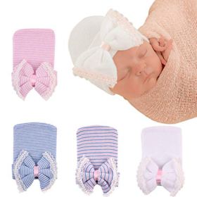 upeilxd Newborn Hospital Hat Infant Baby Hat Caps with Bow Soft Cute Nursery Beanie Hat 0 1