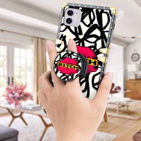 Luxury Square Phone Case iPhone 11 61 Inch 2019 Retro Elegant Soft TPU Design Cover Abstract Red Lips Bitch 0 2
