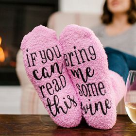 cinch Luxury Wine Socks with Cupcake Gift Packaging with If You Can Read This Socks Bring Me Some Wine Phrase Funny Accessory for Her Present for Wife Gifts for Women Under 25 Dollars 0 1