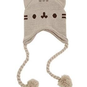 Pusheen Cat Face Ears Beanie – Pusheen the Cat Beanie Hat – Gray with Tassels