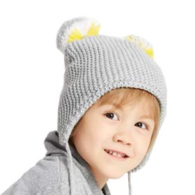 ENJOYFUR Toddler Girls Boys Winter HatBaby Warm Knit Beanie Hats for Girls BoysKids Ear Flaps Fur Pom Pom Beanie 0 0